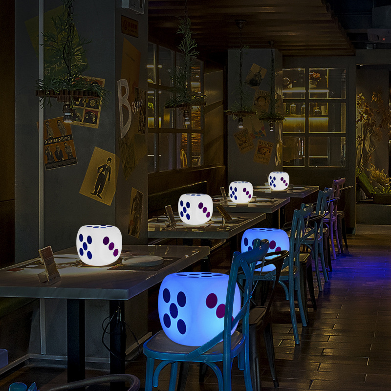 Transfronterizos LED colorido barra de dados taburetes de mesa de té jardín al aire libre decoración moderna y minimalista image 3