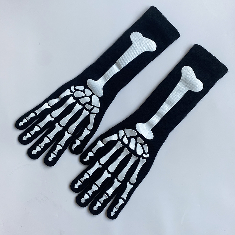 亚马逊欧美跨境夜光骷髅头骨爪手套万圣节发光手套Skull Gloves|undefined