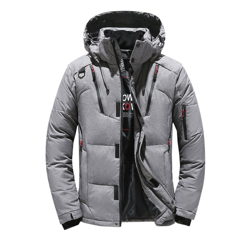 Winter Outdoor Feather Silk Cotton Clothing Men's Short Thickened Hooded Jacket Cross-Border Men's Cold-Proof and Warm Overalls