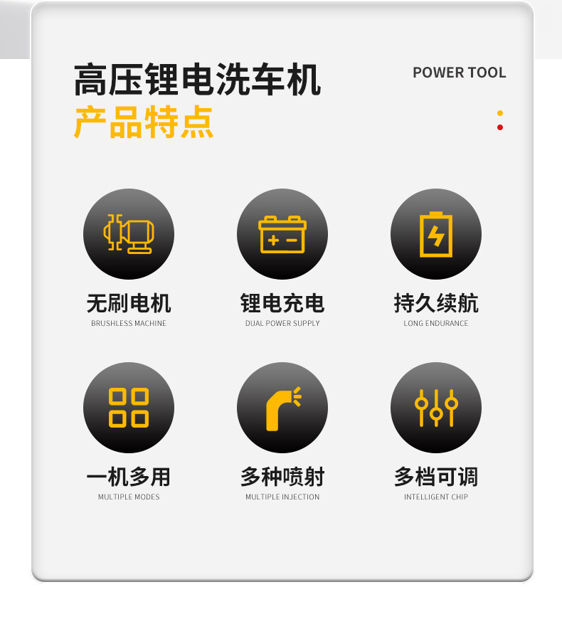 Factory Wholesale Household Portable Rechargeable Wireless Brushless Lithium Battery Car Washing Machine Fully Automatic High-Pressure Water Pump Car Washing Gun