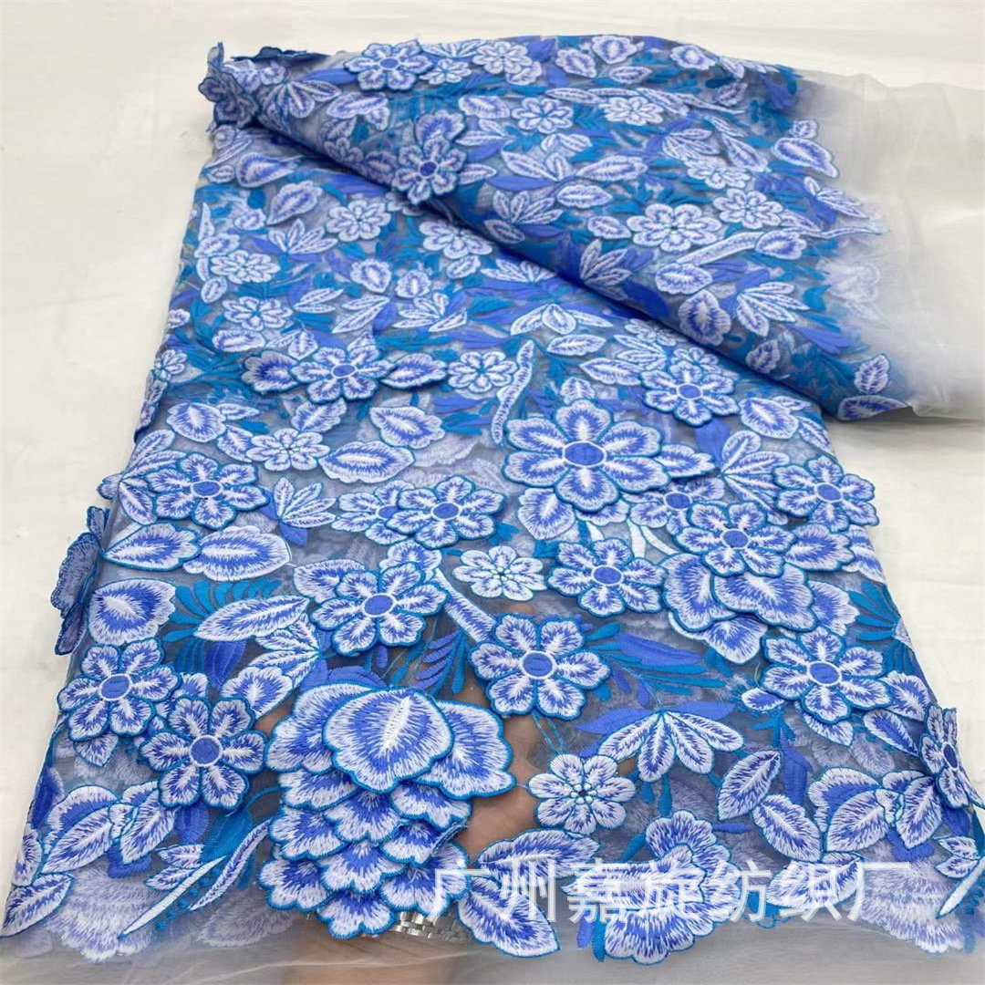 3D pesado tejido de encaje de bordado soluble en agua multicapa hecha a mano estilo nacional vestido cheongsam decal tela de bordado JX4090