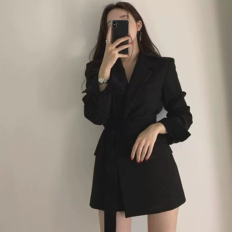Классический костюм-каркас, черное sexy термобелье, осень, корейский стиль, британский стиль
