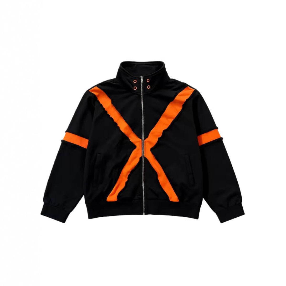 Cross-Border American-Style Color-Blocking Personalized Zip-Up Long-Sleeve Jacket