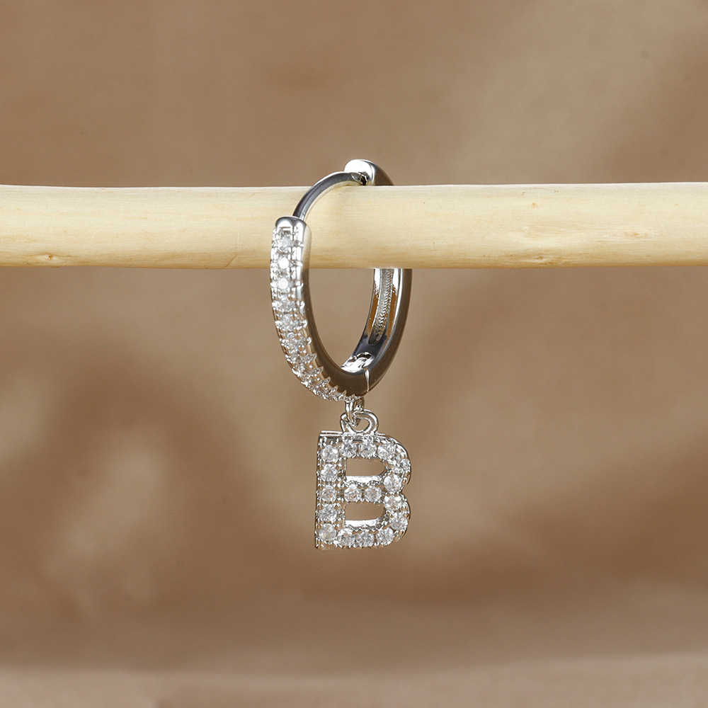 6g Weight Copper Ear Needle Material Zircon Inlay Material Charm Sleeper Hoop Earrings, Drop Earrings Classification 1 Piece Quantity Daily Occasion Copper Material Letter Pattern Unisex Gender Plating Design Casual Style 1 Piece Casual Letter Plating Copper Zircon Drop Earrings 10