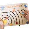 Planetary wooden amusing toy solar-powered for mother and baby for early age, training, Birthday gift, early education