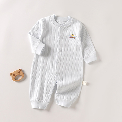 Baby Bodysuit Spring and Autumn Version Autumn Pure Cotton Boneless Unisex Baby Outfit Thin Long Sleeve Hoddie Crawling Suit