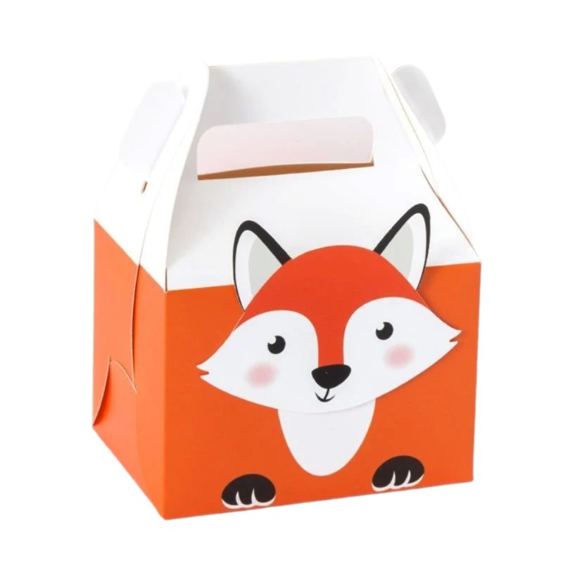 带有动物印花和方便手柄的矩形礼品盒-高级包装解决方案 (03款)