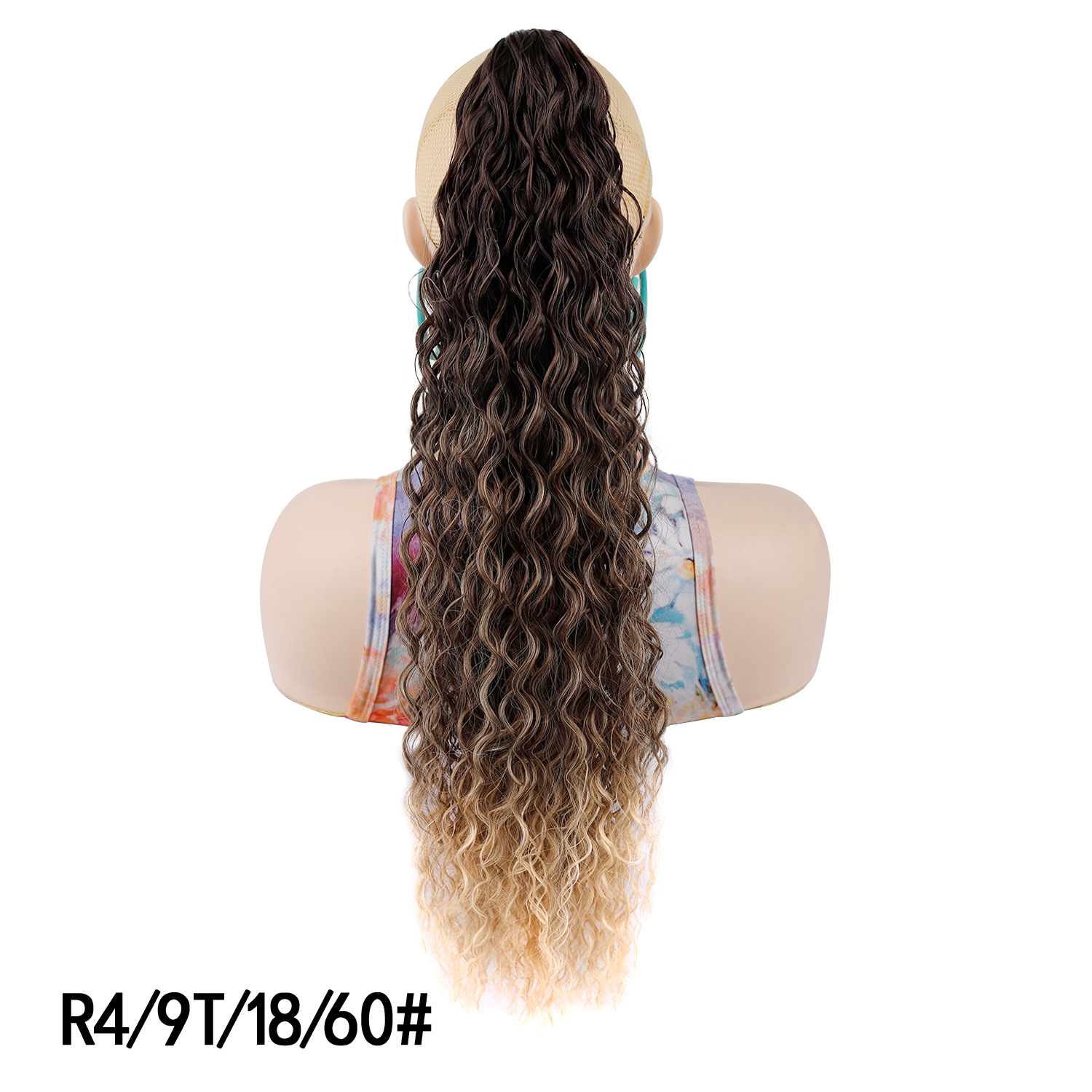 22 pulgadas comercio exterior agarrando clip de cabello rizado profundo cola de caballo esponjoso pequeño rollo natural latino trenzas de caballo fibra química peluca