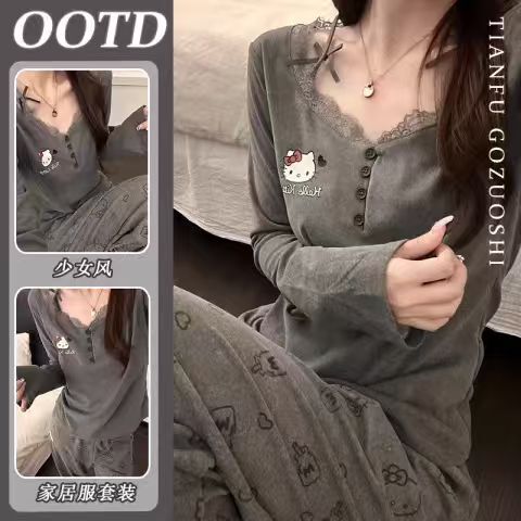 Live Douyin Cross-border Pajamas Women's Autumn Sexy Gold Velvet Casual Comfortable Long-sleeved Trousers Autumn and Winter Home Clothes Live Douyin Cross-border Pajamas Women's Autumn Sexy Gold Velvet Casual Comfortable Long-sleeved Trousers Autumn and Winter Home Clothes