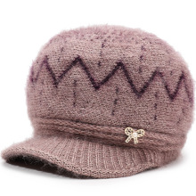 冬季新款中老年帽子女加绒保暖女士护耳帽针织毛线帽妈妈奶奶帽女