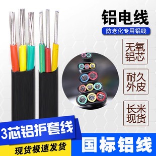 Aluminum Core Wire Aluminum Wire Three-Core 3-Core 2.5/4/6/10/16 Square Cable National Standard Anti-Aging Sheathed Wire