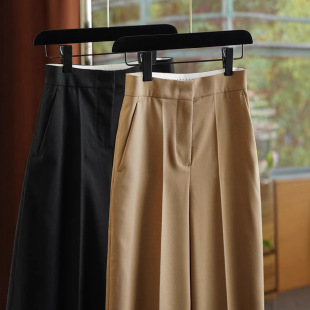 Ready stock effortlessly wins the heroine's outfit ~ High waisted and extended wide leg trousers for women, fashionable commuting trousers for women