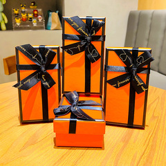 Light Luxury Butterfly Bow Gift Bag Birthday High-End Creative Exquisite Keychain Gift Box for Boyfriend and Girlfriend Advanced Orange