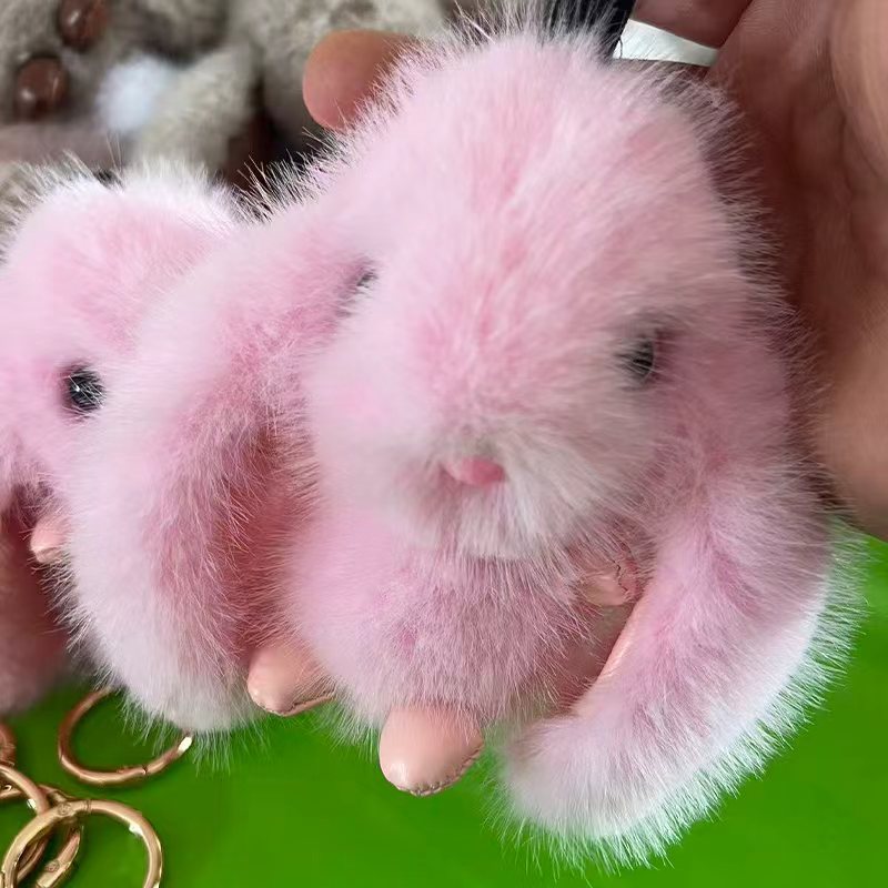Imitación de visón pelo pequeño conejo colgante de peluche colgante de llaver de automóvil bolsas escolares de peluche de alta calidad colgante regalo de cumpleaños
