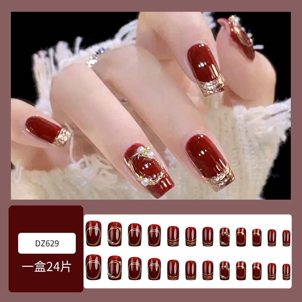 Perla usable avanzada nail art pieza de uñas desmontable arco falso parche de uñas hecho a mano desgaste de uñas al por mayor