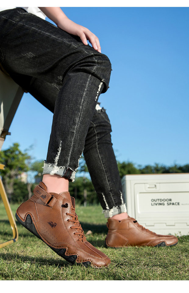 Bốt Martin nam cổ cao dáng ngắn, mũi tròn, đế bằng, phong cách thường ngày — C8008 màu kaki, C8008 màu xám, C8008 màu đen, F8008 Màu xanh lá cây chi tiết 15