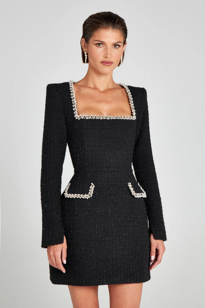 364g Weight Above Knee Dress Length Type Long Sleeve Sleeve Length Sheath Dress Dresses Type Polyester Fabric Type Mid Waist Waist Line Holiday, Cocktail Party Occasion Square Neck Neckline Slim Fit Type Color Block Pattern Spring, Autumn Season Women's Gender Casual, Elegant Style Wholesale Women's Casual Elegant Color Block Holiday Cocktail Party Square Neck Long Sleeve Sheath Dress 6
