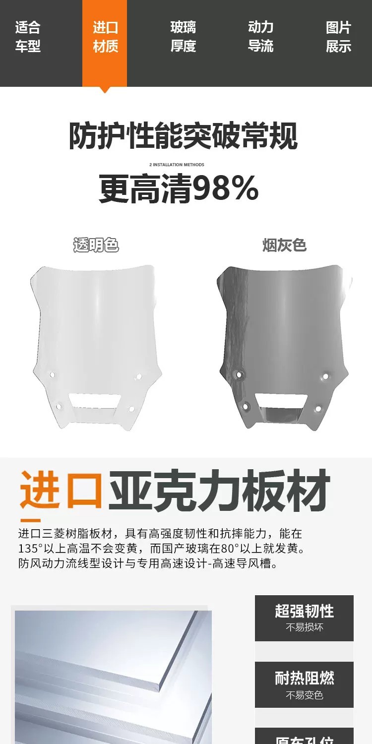 Suitable for Honda NX400 NX500 windshield, specially modified waterbird front windshield, chest protector, rain shield accessories