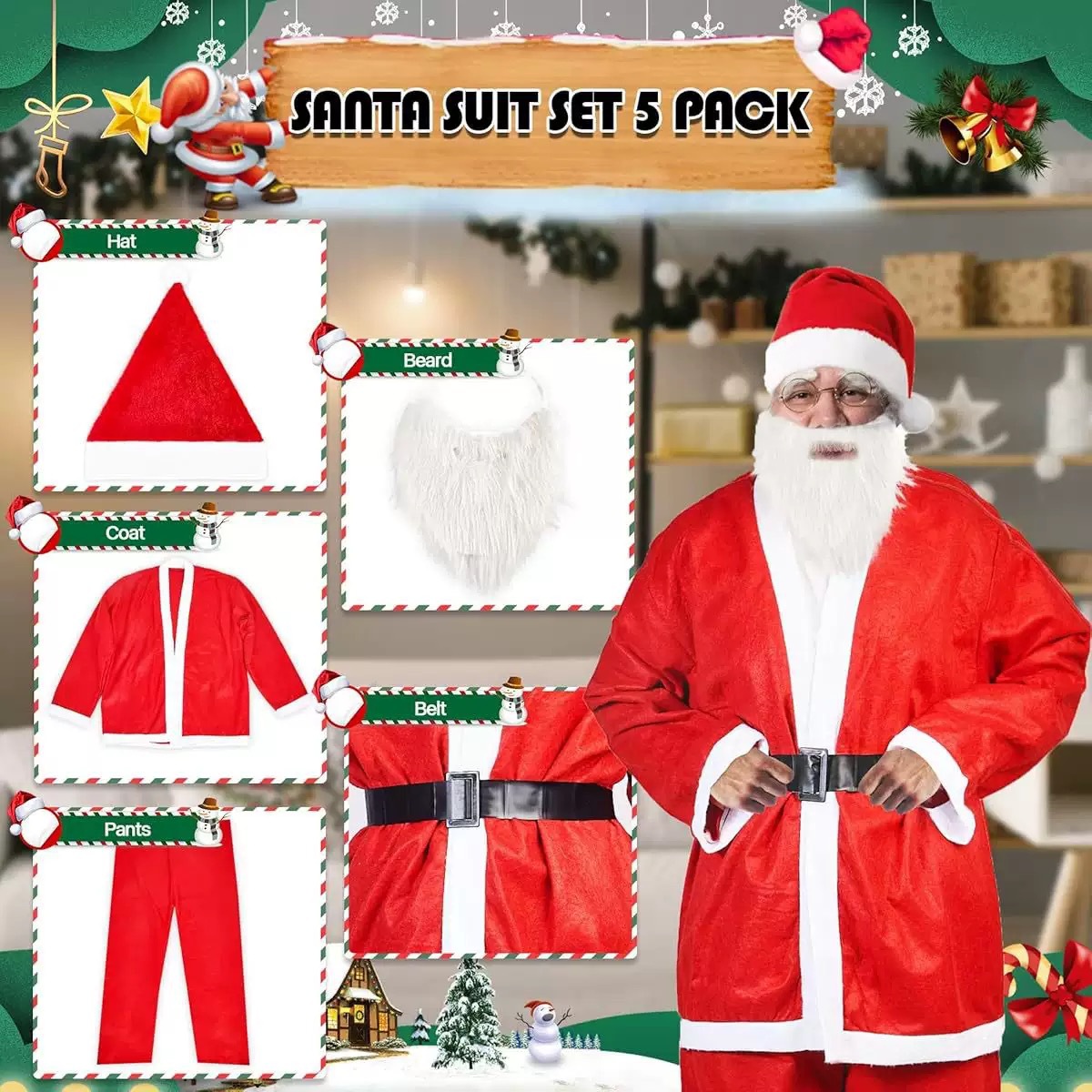 Santa Claus Costume Performance Suit Adult Men's Costume Performance Suit Christmas Cos Suit Gold Velvet Suit