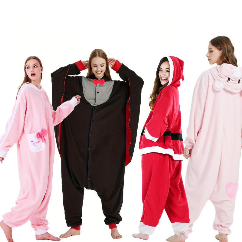 5 polar fleece animal Green lucky bear rainbow candy purple bear KT cat bat cartoon one-piece pajamas