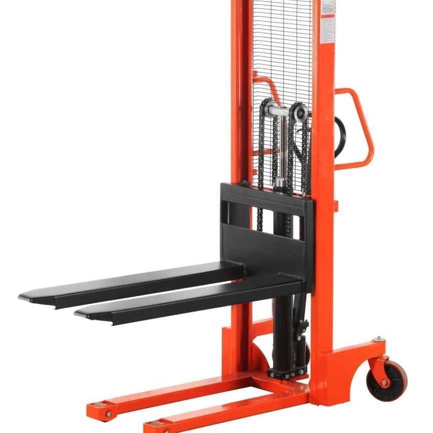 MS1016手动堆高车堆垛车液压升降搬运叉脚踩升高1吨叉车液压耐用