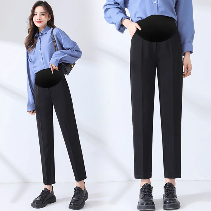 Pregnant Women's Dress Pants Autumn and Winter fleece-lined Casual Outer Wear Pants Small Professional Straight Pants Autumn and Winter Maternity Clothing
