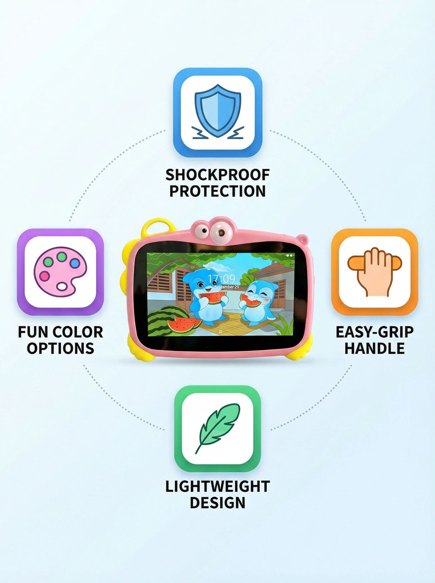 Çocuk Tablet Bilgisayarı Android Sistemi Çift Kamerası WiFi 5G Uzun Pil Ömrü Öğrenme Makinesi Dış Ticaret Sınır Ötesi Özel Tedarik