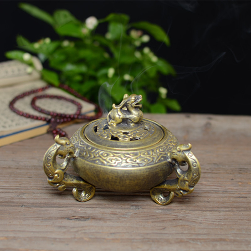 三合 陶瓷莲藕香炉大号家用仿古檀香炉 茶道供奉供佛创意禅意摆件