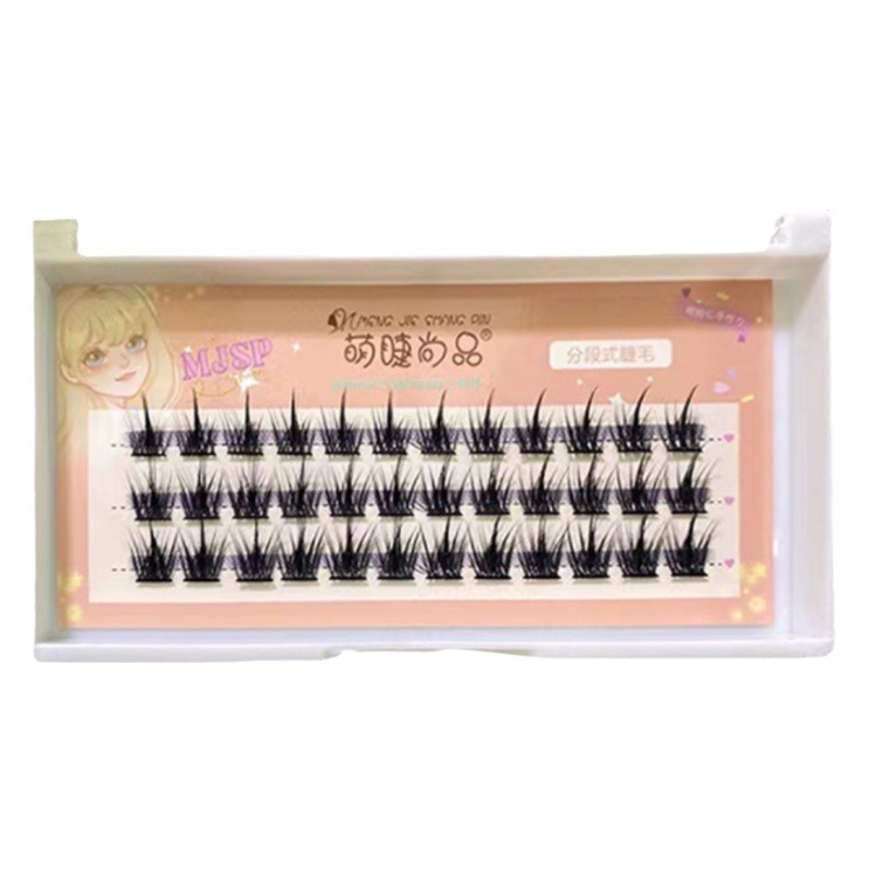 Pestañas lindas Shangpin pura salvaje diablo pestañas falsas Barbie pluma sobrenatural de tres secciones novato pestañas autoadhesivas en racimo