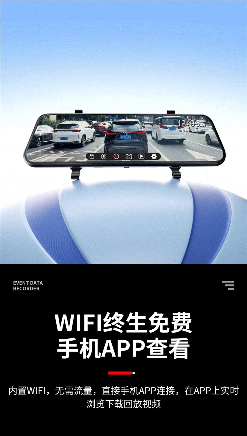 Renwoxing Vehicle Recorder 2025 New Model Wireless Reverse Image Streaming Rearview Mirror Parking Monitor for Trucks