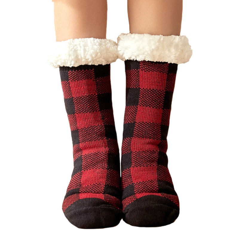 Calcetines de piso calcetines de alfombra para adultos de las mujeres calcetines de lana de cordero de sueño con forro polar confinamiento calcetines de nieve zapatillas Calcetines