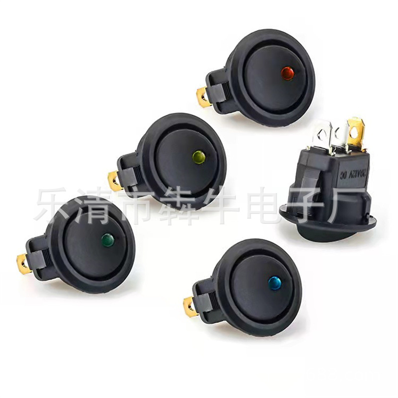 批发KCD1大圆形船型开关 3脚2档 带LED红色LED灯 猫眼24V 电源开