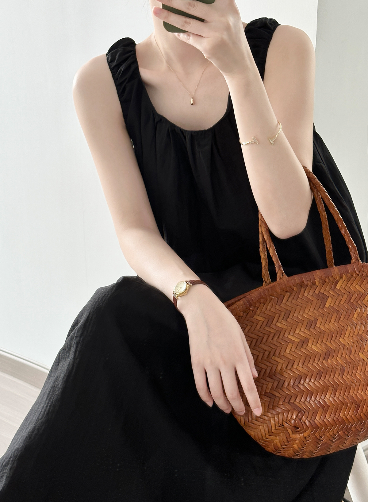 Design Sleeveless Dress Summer Lace up U Neck Backless Mid Length Vest Dress