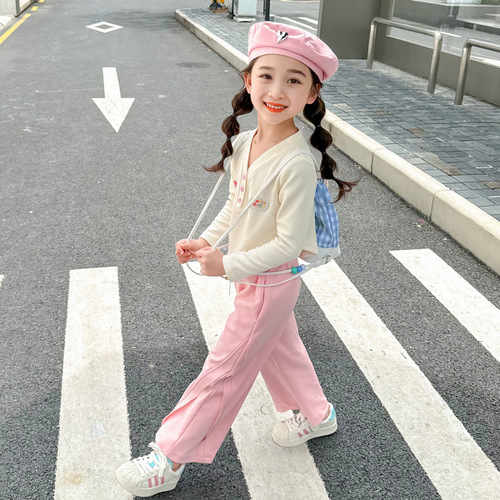 Girls' Korean Style Fleece Base Shirt with Heart Leisure Cute Medium and Small Children's Spring and Autumn Fashion Long Sleeve Top