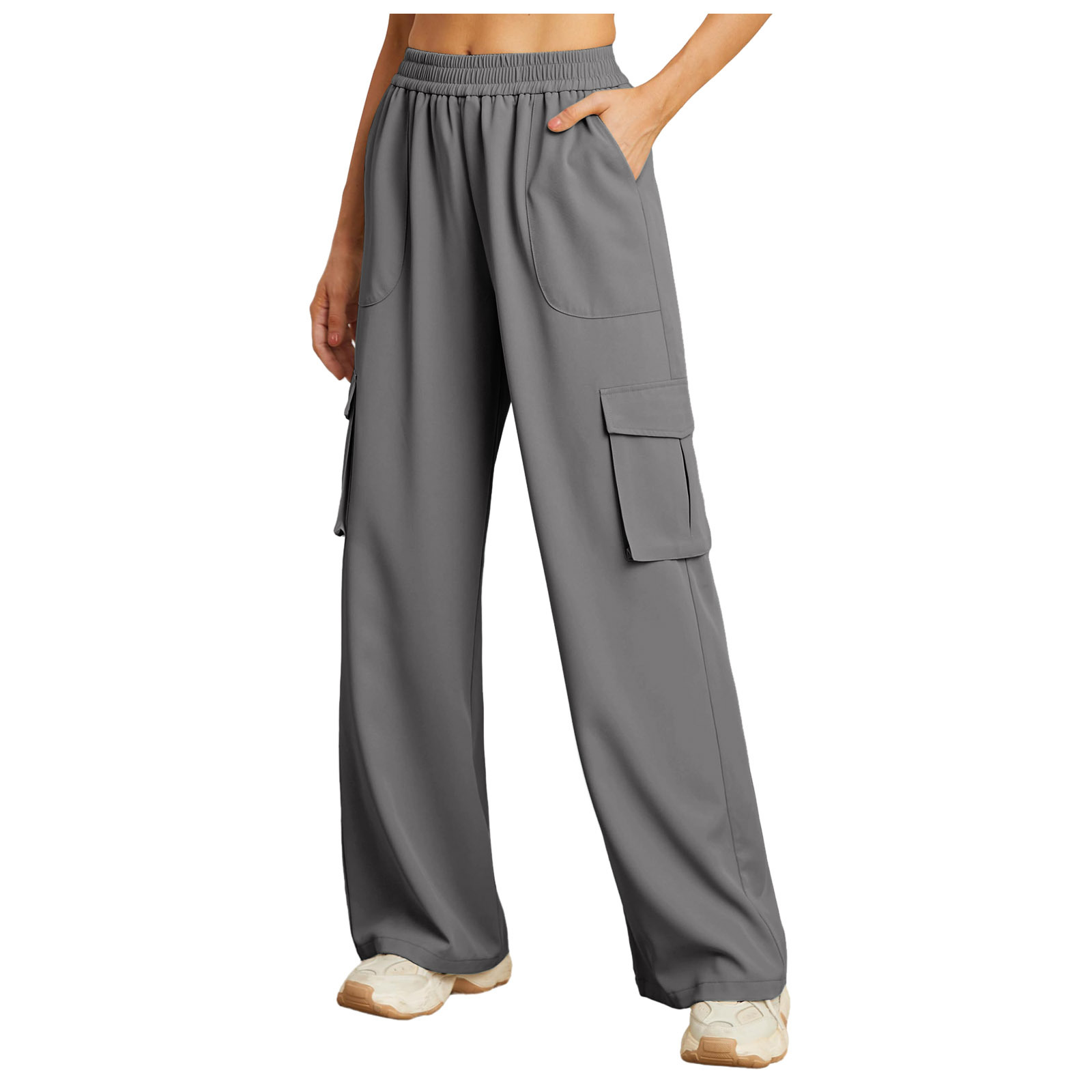2024 Amazon, comercio exterior europeo y americano, nuevo estilo, bolsillo de color sólido, ropa de trabajo elástica, pantalones casuales