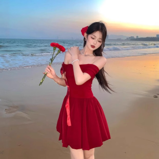 ��ʽһ�ּ�¶��tɫ�B��ȹŮ�ļ�2025�¿�С���ӽ^���������ȹ