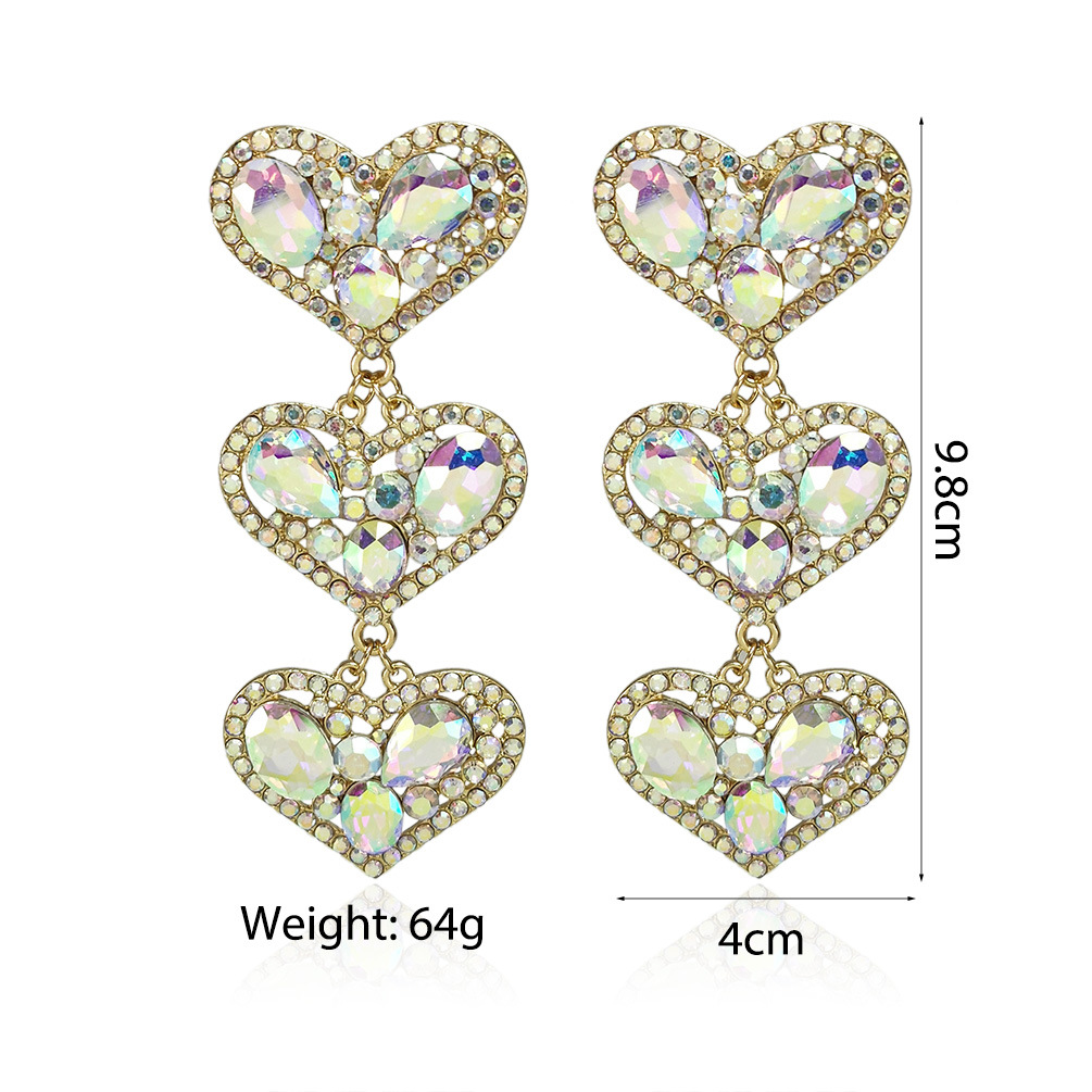 Heart Shape Pattern Women'S Gender 1 Pair Fashion Heart Shape Alloy Inlay Rhinestones Valentine's Day Women's Drop Earrings