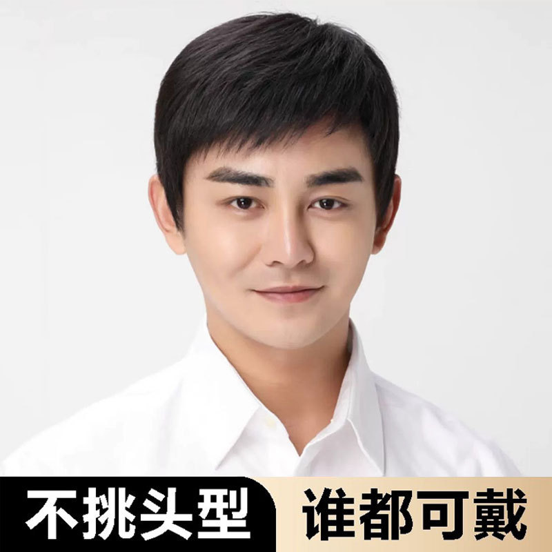 假发男中老年假发全头套式短发男士帅气真人发自然透气假发套批发