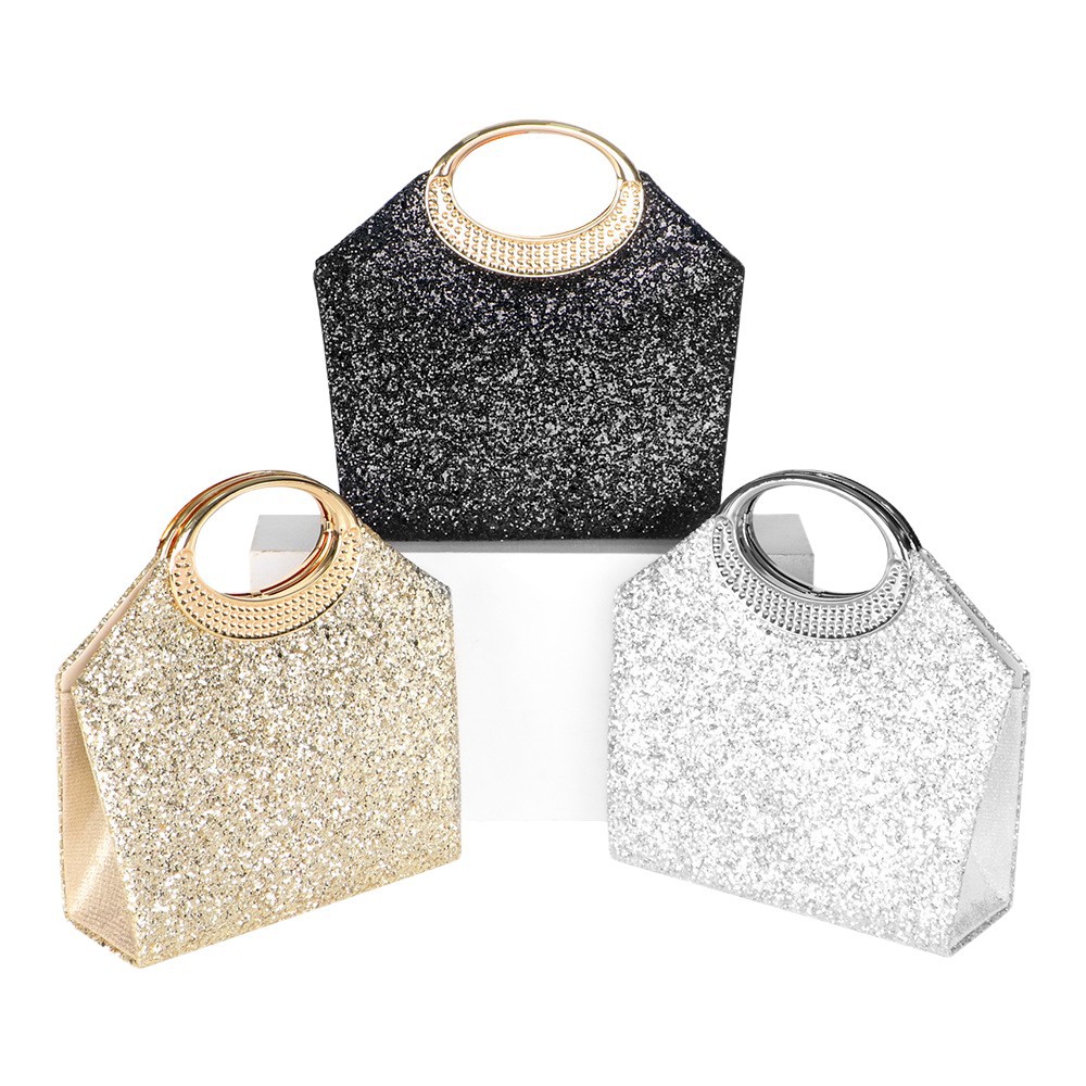 Cross-Border Amazon New Diamond Sparkling Handheld Evening Bag, High-End Luxury Party Bag, Glittery Crossbody Clutch - Thumbnail 5