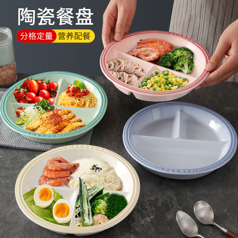 Split Plate Fat-reducing Weight-reducing Dinner Plate Underglaze Color Ceramic Bowl Plate Tableware suit Fruit Plate Vegetable Plate Supplemented Bowl Split Plate Fat-reducing Weight-reducing Dinner Plate Underglaze Color Ceramic Bowl Plate Tableware suit Fruit Plate Vegetable Plate Supplemented Bowl