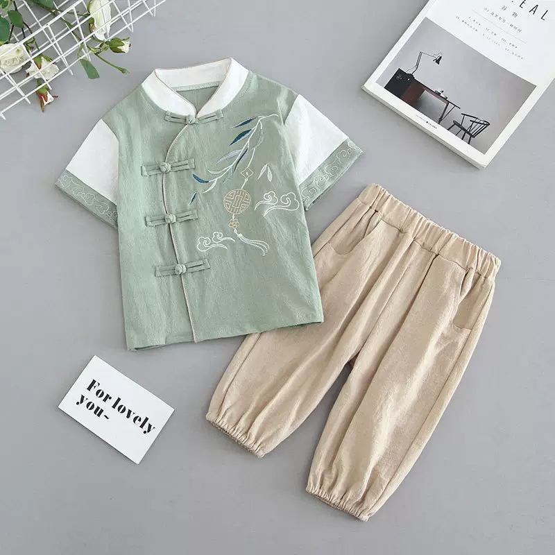 男童汉服夏季2025新款宝宝夏装套装中式短袖唐装儿童中国风表演服