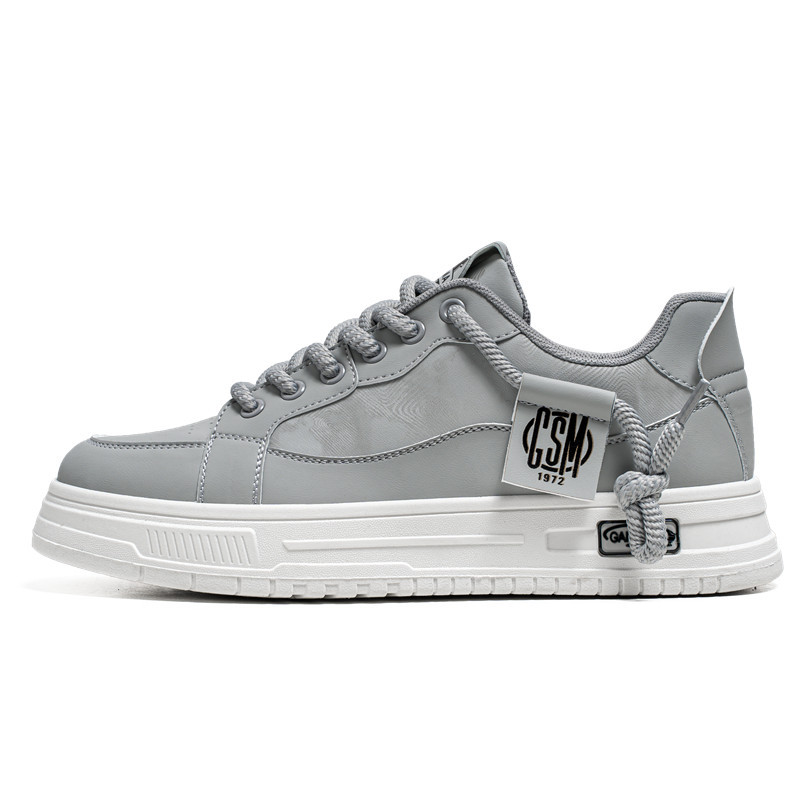 Otoño nuevos zapatos de skate transpirables de altura baja, zapatos de nicho de cuero casuales, zapatos deportivos para hombres en vivo.