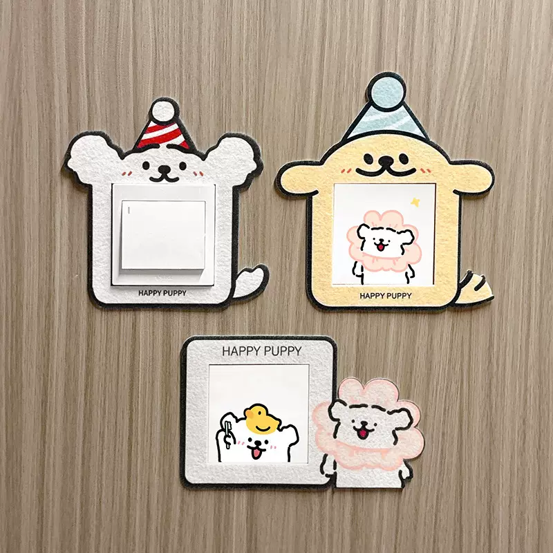 开关边框套墙贴面板遮丑装饰插座遮挡贴纸不伤墙可爱小狗开关贴