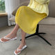 High-elastic Abdomen-supporting Summer Pregnant Women's Skirt Pressfolded Large Size Cyber Popular Pregnant Women's Chiffon Skirt Mid-length Skirt