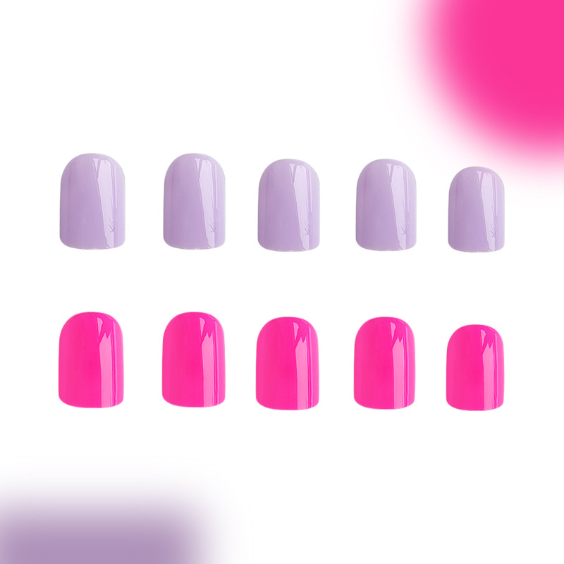 Unhas curtas de verão escuras brilhantes elegantes quadradas de quatro cores para unhas, comércio exterior, desgaste, beleza, peça destacável, 24 peças_voghion.com