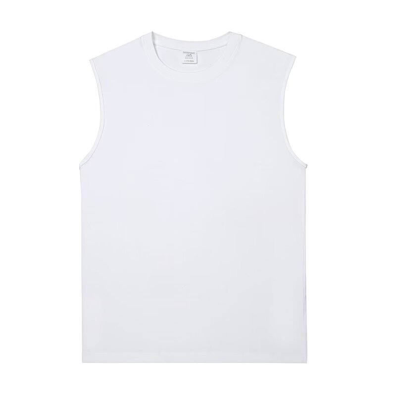 厚手の純綿無地インナーノースリーブTシャツメンズ夏アウターベストスポーツ白ベストメンズボトムストップ|undefined