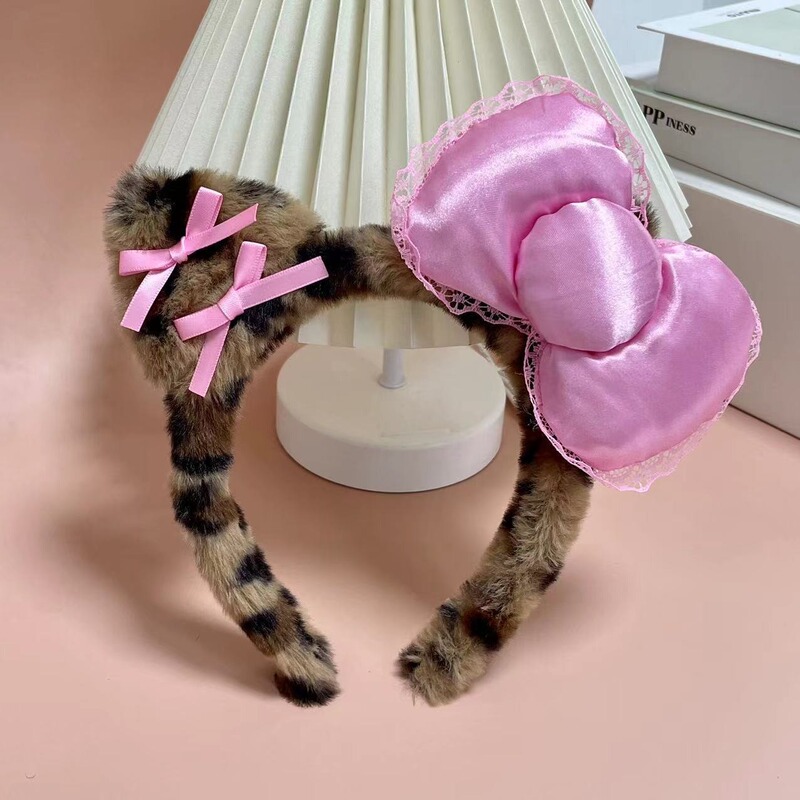 ネット赤超萌小衆kitty猫耳カチューシャ豹紋顔バンドかわいい蝶ネクタイ髪飾り洞窟|undefined
