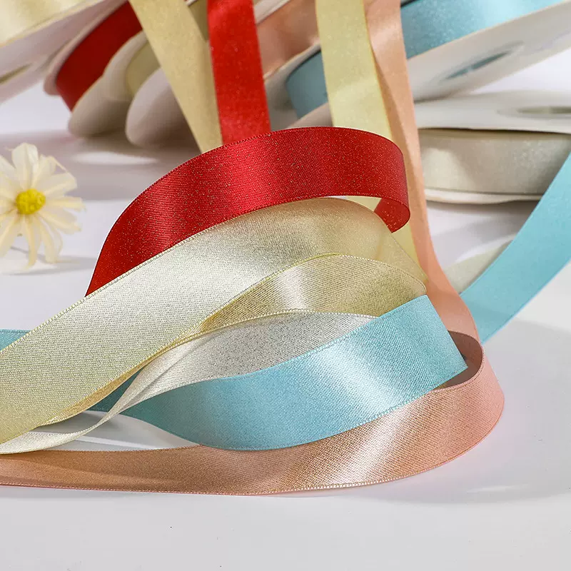 现货色丁带金纬银纬涤纶丝带 发饰DIY礼品包装材料手工蝴蝶结织带