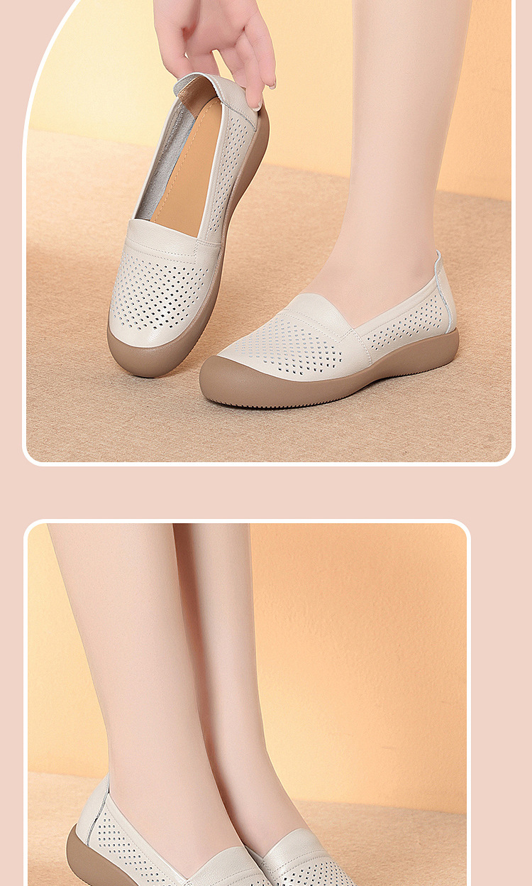 Sandal nữ da bò thật mũi kín hở gót, đế mềm thoáng khí — màu be chi tiết 8