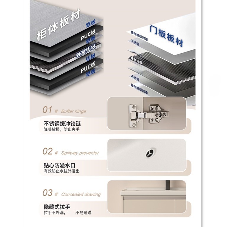 Baño sanitario moderno simple panal de abeja gabinete de baño combinado lavabo de baño lavabo cerámico integral lavabo lavabo